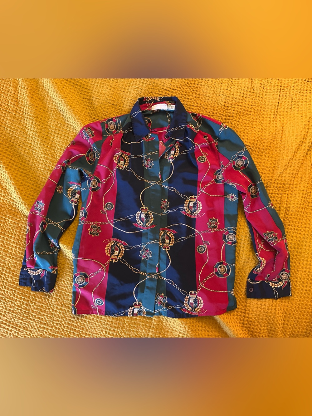 Alfred Dunner Multi-Color Button-Down Shirt - Chain and Pendant Print
